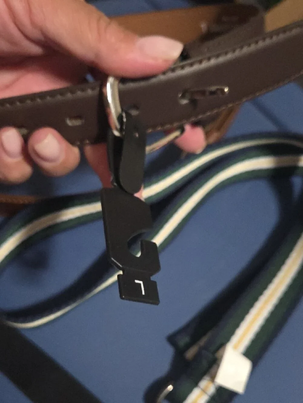 3 Belts.  2 Brown Boys Belts, A Canvas Polo Belt And Black Suspenders.